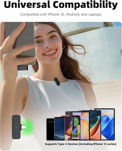 Wireless Lavalier Microphone for iPhone/Android/iPad/Laptop Dual Lav Mic with Charging Case, AI Noise Reduction, 50H Battery, 230ft Range, Lapel Microphones for Video Recording, Vlogging in Kuwait