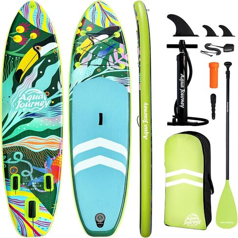 10'6"Inflatable Stand Up Paddle Board Ultra Portable-Lightweight & Stable|All-in-One Kit w/Aluminum Paddle, Dual-Action Pump & Backpack|Lakes & Oceans Ready for Family Recreation by Aquajourney in Saudi Arabia