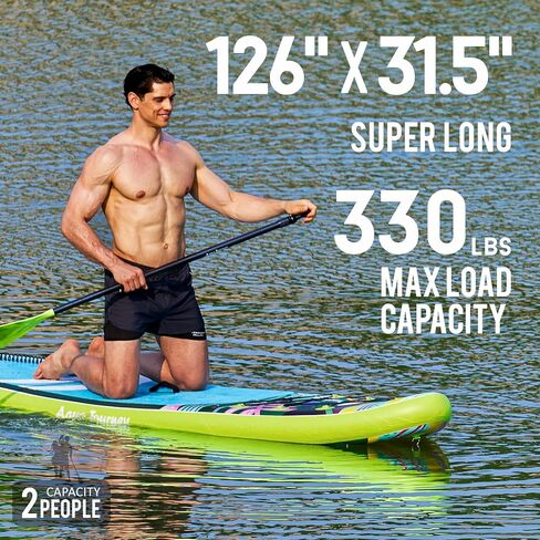 10'6"Inflatable Stand Up Paddle Board Ultra Portable-Lightweight & Stable|All-in-One Kit w/Aluminum Paddle, Dual-Action Pump & Backpack|Lakes & Oceans Ready for Family Recreation by Aquajourney in Saudi Arabia