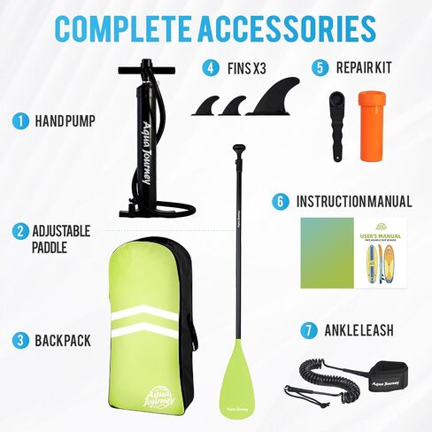 10'6"Inflatable Stand Up Paddle Board Ultra Portable-Lightweight & Stable|All-in-One Kit w/Aluminum Paddle, Dual-Action Pump & Backpack|Lakes & Oceans Ready for Family Recreation by Aquajourney in Saudi Arabia