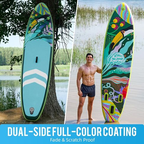 10'6"Inflatable Stand Up Paddle Board Ultra Portable-Lightweight & Stable|All-in-One Kit w/Aluminum Paddle, Dual-Action Pump & Backpack|Lakes & Oceans Ready for Family Recreation by Aquajourney in Saudi Arabia