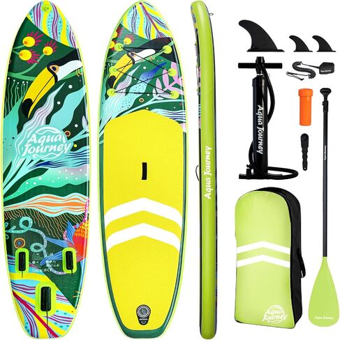 10'6"Inflatable Stand Up Paddle Board Ultra Portable-Lightweight & Stable|All-in-One Kit w/Aluminum Paddle, Dual-Action Pump & Backpack|Lakes & Oceans Ready for Family Recreation by Aquajourney in Saudi Arabia