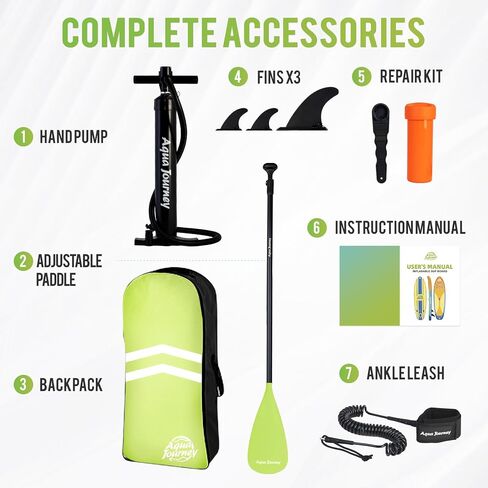 10'6"Inflatable Stand Up Paddle Board Ultra Portable-Lightweight & Stable|All-in-One Kit w/Aluminum Paddle, Dual-Action Pump & Backpack|Lakes & Oceans Ready for Family Recreation by Aquajourney in Saudi Arabia