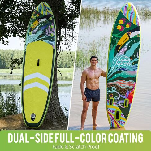 10'6"Inflatable Stand Up Paddle Board Ultra Portable-Lightweight & Stable|All-in-One Kit w/Aluminum Paddle, Dual-Action Pump & Backpack|Lakes & Oceans Ready for Family Recreation by Aquajourney in Saudi Arabia