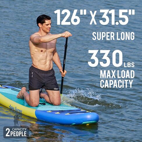 10'6"Inflatable Stand Up Paddle Board Ultra Portable-Lightweight & Stable|All-in-One Kit w/Aluminum Paddle, Dual-Action Pump & Backpack|Lakes & Oceans Ready for Family Recreation by Aquajourney in Kuwait