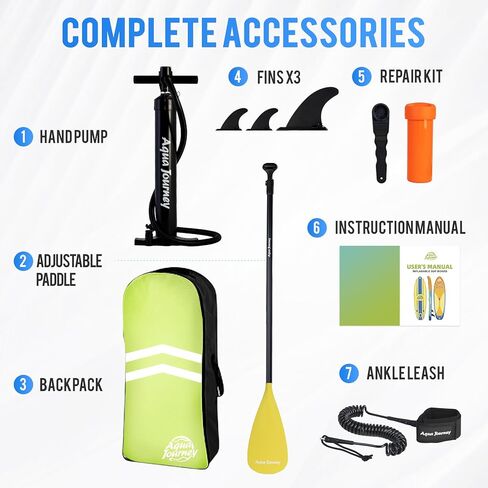10'6"Inflatable Stand Up Paddle Board Ultra Portable-Lightweight & Stable|All-in-One Kit w/Aluminum Paddle, Dual-Action Pump & Backpack|Lakes & Oceans Ready for Family Recreation by Aquajourney in Kuwait