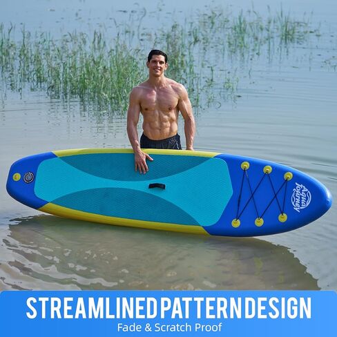 10'6"Inflatable Stand Up Paddle Board Ultra Portable-Lightweight & Stable|All-in-One Kit w/Aluminum Paddle, Dual-Action Pump & Backpack|Lakes & Oceans Ready for Family Recreation by Aquajourney in Kuwait