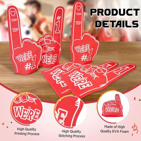 5Pack 18 بوصة إصبع رغوة عملاقة نحن رقم 1 DIY رغوة يدوي أصابع رغوة الرغوة للرياح لمدرسة هتاف روح الرغوة الحرفية للأحداث الرياضية لوازم حفلات الحفلات in Kuwait