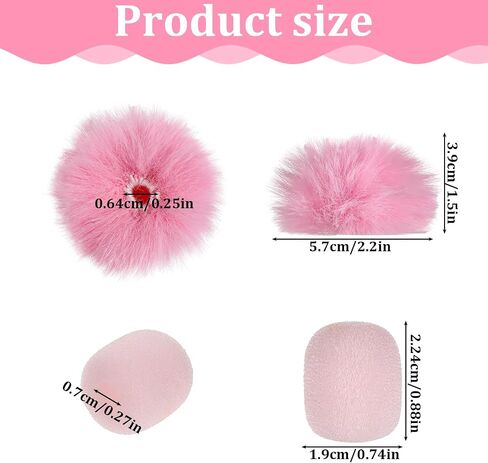 4 Pieces Mini Pink Microphone Windscreen, High-Density Headset Foam Mic Covers Windshield Lapel Headset Microphone Foam and Furry Cover for Lavalier Microphones, Noise Reduction in Saudi Arabia
