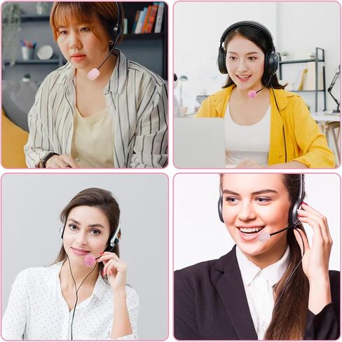4 Pieces Mini Pink Microphone Windscreen, High-Density Headset Foam Mic Covers Windshield Lapel Headset Microphone Foam and Furry Cover for Lavalier Microphones, Noise Reduction in Saudi Arabia