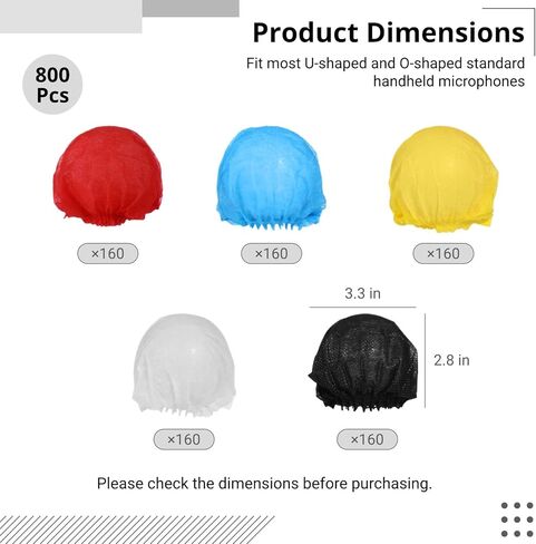 800 Pcs Disposable Microphone Covers, Non-woven Handheld Microphone Windscreens, Elastic Microphone Protective Covers, Individually Wrapped Mic Caps for Karaoke, Recording, Stage Performance in Saudi Arabia