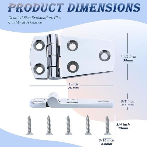YANYUCB Boat Hatch Hinge 316 Stainless Steel Cabinet Door Casting Hinges Marine Hardware with Screws(3''x1.5'') for Boat,RVs(2PCS) in Kuwait