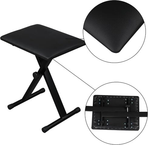 Double X Keyboard Stand and Bench Set, Heavy-Duty Adjustable Height Digital Piano Keyboard Stand with Locking Straps(Black) in Saudi Arabia
