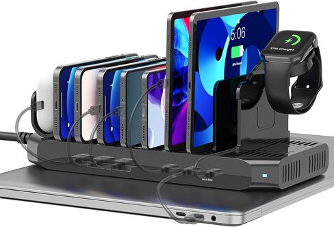 Unitek USB Charging Station, 10 USB Fast Ports Charge Docking Station and Adjustable Dividers, Multi Device Charger Organizer Compatible with iPad, iPhone, Tablet and Cell Phone in Kuwait