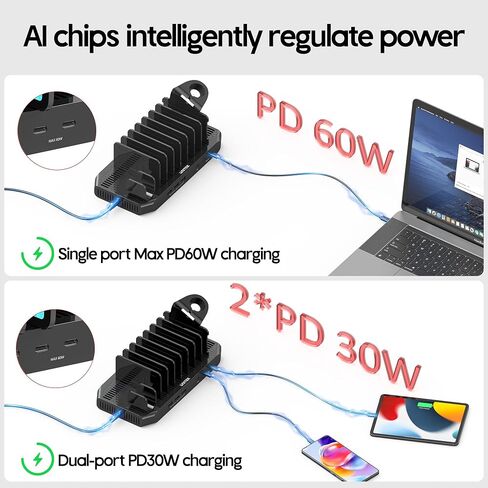 Unitek USB Charging Station, 10 USB Fast Ports Charge Docking Station and Adjustable Dividers, Multi Device Charger Organizer Compatible with iPad, iPhone, Tablet and Cell Phone in Kuwait
