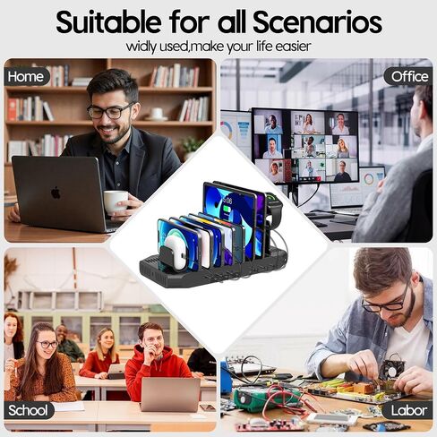 Unitek USB Charging Station, 10 USB Fast Ports Charge Docking Station and Adjustable Dividers, Multi Device Charger Organizer Compatible with iPad, iPhone, Tablet and Cell Phone in Kuwait