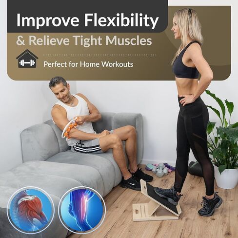 Fitzz Portable Wooden Slant Board لتمديد العجل - لوحات مائلة للتمرين - لوحة مائلة من نقالة العجل ، ولوحة المنحدر لمقالة الساق ، نقالة أوتارينج - لوحة التمدد الشاملة in Saudi Arabia