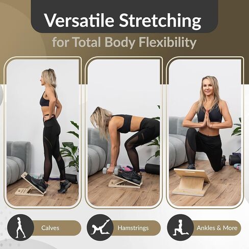 Fitzz Portable Wooden Slant Board لتمديد العجل - لوحات مائلة للتمرين - لوحة مائلة من نقالة العجل ، ولوحة المنحدر لمقالة الساق ، نقالة أوتارينج - لوحة التمدد الشاملة in Saudi Arabia