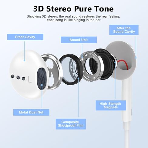 2 Packs Wired Headphones for iPhone Earbuds MFi Certified Built-in Microphone & Volume Control Nosie Reduction Headsets Phone Headphones Compatible with iPhone 14/13/12/11/XR/XS/X/8/7/SE/Pro/Pro Max in Saudi Arabia