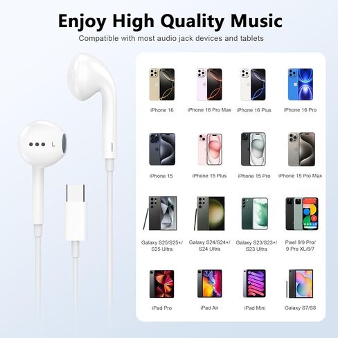 2 Packs Wired Headphones for iPhone Earbuds MFi Certified Built-in Microphone & Volume Control Nosie Reduction Headsets Phone Headphones Compatible with iPhone 14/13/12/11/XR/XS/X/8/7/SE/Pro/Pro Max in Saudi Arabia