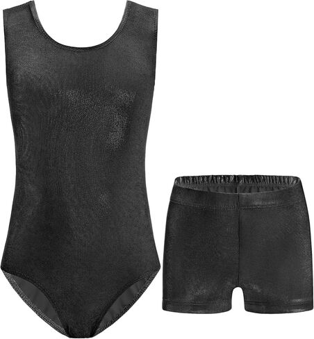 Nymphperi Gymnastics Leotard for Girls Size 6-7 Years Old Purple Orchid Tumbling Outfit with Shorts Little Kids Dance in Saudi Arabia