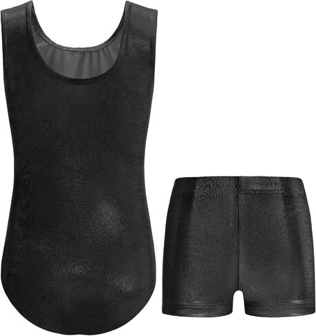 Nymphperi Gymnastics Leotard for Girls Size 6-7 Years Old Purple Orchid Tumbling Outfit with Shorts Little Kids Dance in Saudi Arabia