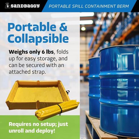 Sandbaggy 4 ft x 4 ft Portable Spill Containment Berm - Flexible, Collapsible - Temporary and Secondary Containment - 130 Gallon Capacity (1, 4 ft x 4 ft) in Saudi Arabia