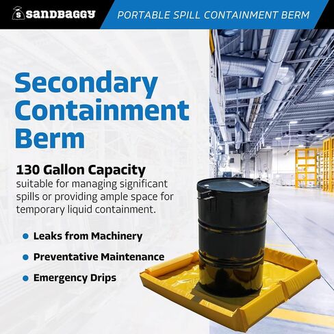 Sandbaggy 4 ft x 4 ft Portable Spill Containment Berm - Flexible, Collapsible - Temporary and Secondary Containment - 130 Gallon Capacity (1, 4 ft x 4 ft) in Saudi Arabia
