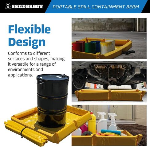Sandbaggy 4 ft x 4 ft Portable Spill Containment Berm - Flexible, Collapsible - Temporary and Secondary Containment - 130 Gallon Capacity (1, 4 ft x 4 ft) in Saudi Arabia