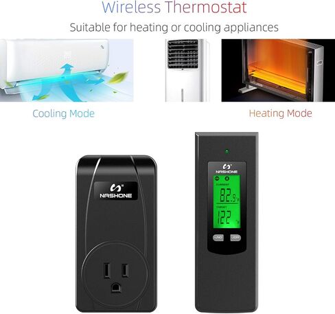 Nashone Wireless Thermostat Socket, Plug-and-Play Wireless Thermostat Socket, Remote Control Outlet with Built-in Temperature Sensor in Saudi Arabia