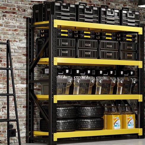 3000LBS Heavy-Duty Garage Shelving, 31.5" W Metal Shelves, 4-Tier Adjustable Garage Shelving Units, Storage Racks for Warehouse, Workshop in Saudi Arabia