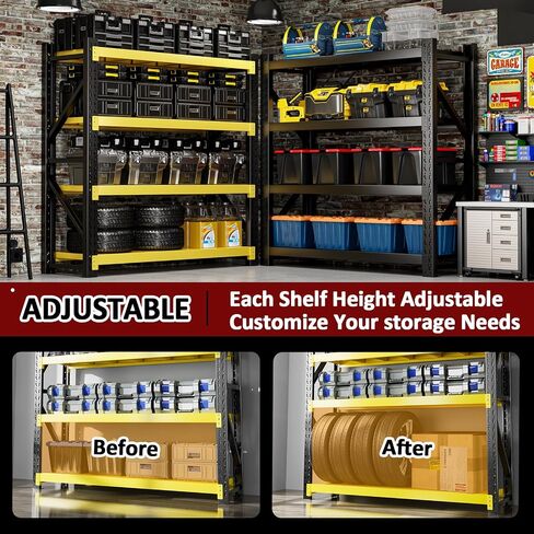 3000LBS Heavy-Duty Garage Shelving, 31.5" W Metal Shelves, 4-Tier Adjustable Garage Shelving Units, Storage Racks for Warehouse, Workshop in Saudi Arabia