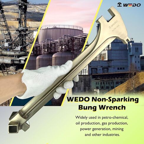 Wedo Non-Sparking Drum Bung Wrchen 15 "، مفتاح أسطوانة غالون لفتح غطاء الزيت Caps Caps ، والبرونز المصنوع من الألومنيوم ، و DIN Standard ، و BAM & FM شهادة in Kuwait