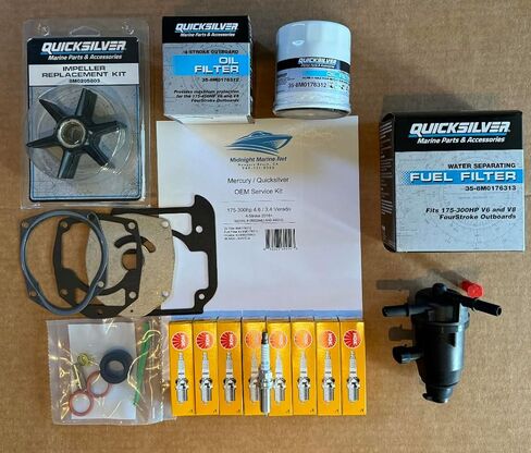 Mercury Verado OEM Service Kit Quicksilver Oil & Fuel Filter ، و Furmeller Kit ، و NGK Sparks (L6 200-400HP) in Kuwait