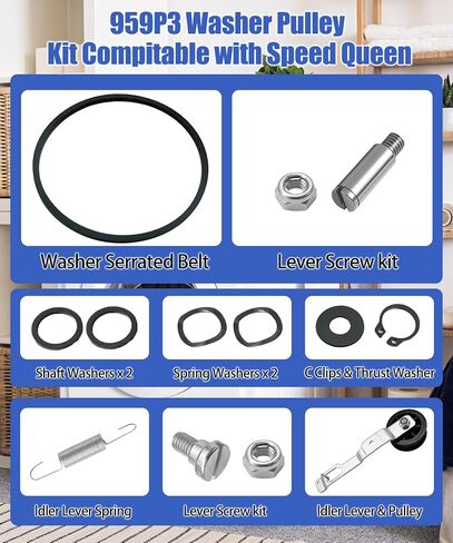 959P3 Washer Idler Lever and Belt kit Replacement for ALLIANCE Laundry Systems Speed Queen SWNYC2HP115TW02 LWN432SP113TW01,Washing Machine Idler Lever and Belt Tensioner Kit Replace 2020782 in Saudi Arabia