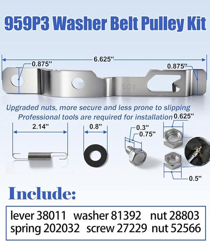 959P3 Washer Idler Lever and Belt kit Replacement for ALLIANCE Laundry Systems Speed Queen SWNYC2HP115TW02 LWN432SP113TW01,Washing Machine Idler Lever and Belt Tensioner Kit Replace 2020782 in Saudi Arabia