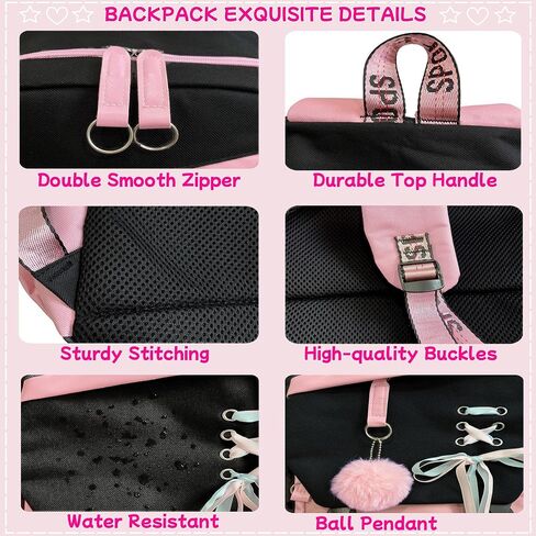 4 Pcs Girls Backpack Bookbag with Lunch Box and Case,17 Inch Teen Girls Kids Boys Pink Backpacks for Primary Middle School in Kuwait