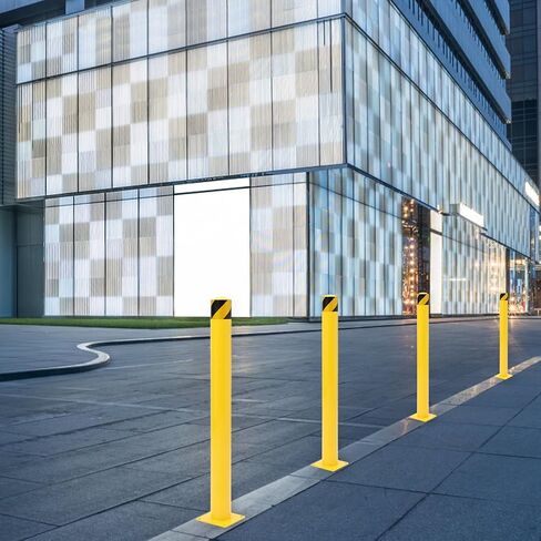 Safety Bollard 4 Packs ، 42 بوصة على ارتفاع الصلب بولارد منشور لسيارات السيارات ، و 4.5 بوصة أنبوب القطر ، و pollard صفراء مع 16 براغي مرساة ، مثالية للمناطق الحساسة لحركة المرور ، حاجز الممر in Saudi Arabia
