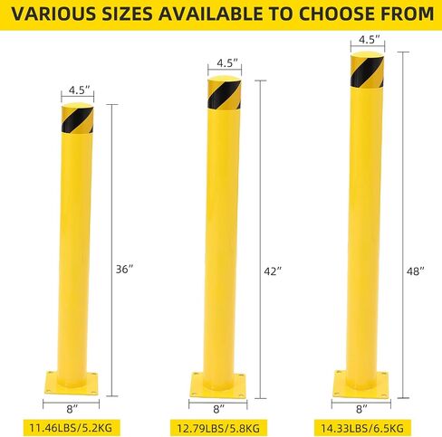 Safety Bollard 4 Packs ، 42 بوصة على ارتفاع الصلب بولارد منشور لسيارات السيارات ، و 4.5 بوصة أنبوب القطر ، و pollard صفراء مع 16 براغي مرساة ، مثالية للمناطق الحساسة لحركة المرور ، حاجز الممر in Saudi Arabia
