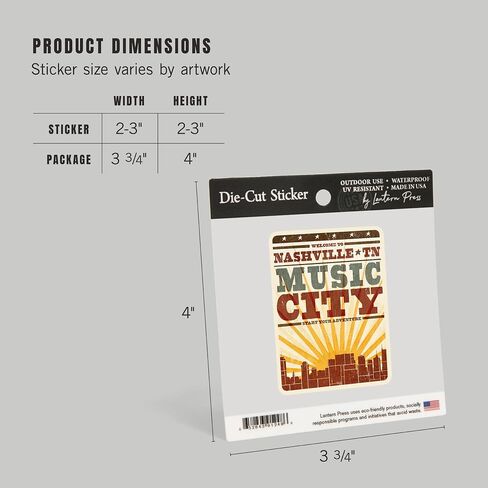 Die Cut Sticker Nashville ، Tennessee ، City و Sunburst ، ScreenPrint ، ملصق فينيل 3 إلى 6 بوصات ، (شارات مضادة للماء للسيارات ، زجاجات المياه ، أجهزة الكمبيوتر المحمولة ، المبردات) ، كبيرة in Saudi Arabia