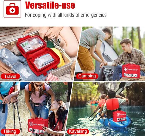 PROCASE (96 قطعة) مجموعة الإسعافات الأولية ، مجموعة البقاء على قيد الحياة جميع الأغراض مع لوازم الطوارئ الخارجية للسيارات والمنزل والمكتب والرياضة والسفر والتخييم والمشي لمسافات طويلة والتجديف -RED in Saudi Arabia