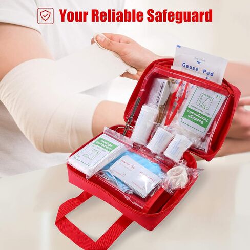 PROCASE (96 قطعة) مجموعة الإسعافات الأولية ، مجموعة البقاء على قيد الحياة جميع الأغراض مع لوازم الطوارئ الخارجية للسيارات والمنزل والمكتب والرياضة والسفر والتخييم والمشي لمسافات طويلة والتجديف -RED in Saudi Arabia
