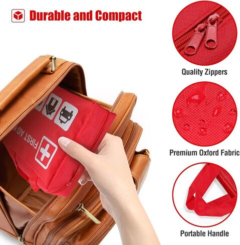 PROCASE (96 قطعة) مجموعة الإسعافات الأولية ، مجموعة البقاء على قيد الحياة جميع الأغراض مع لوازم الطوارئ الخارجية للسيارات والمنزل والمكتب والرياضة والسفر والتخييم والمشي لمسافات طويلة والتجديف -RED in Saudi Arabia