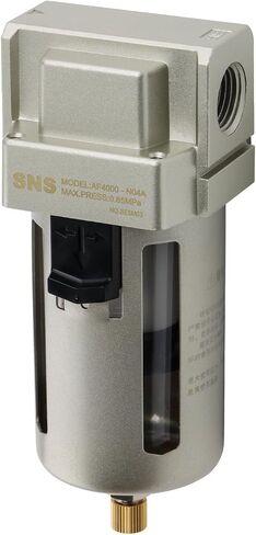SNS 1/4 "مرشح خط الهواء المضغوط NPT ، عنصر النحاس النحاسي 5 ميكرون ، قوس ، Poly Bowl ، نوع شبه آلي 150 رطل (AF2000-N02) in Saudi Arabia