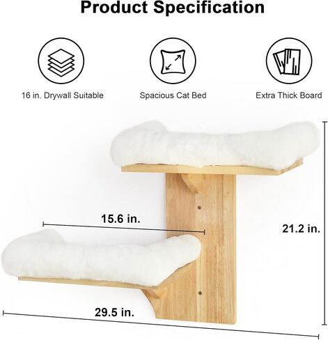 FUKUMARU Cat Wall Shelves, 2 Platform with Soft Cushion Perch in Kuwait