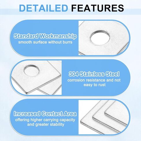 UXCELL 10pcs 1-3/16 "غسالة مربعة للوحة لـ 1/2" ، 304 حشية فولاذ الحامل الفولاذ المقاوم للصدأ غسالات مسطحة لإصلاح الآلات ، البناء في الهواء الطلق (0.08 "سميكة) in Saudi Arabia
