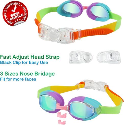 أطفال سباحة نظارات العمر 3-14،2 حزمة السباحة للنظارات الوظامية للأطفال/الأولاد/الفتيات مع حالة in Kuwait