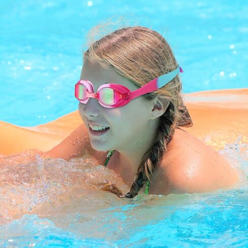 أطفال سباحة نظارات العمر 3-14،2 حزمة السباحة للنظارات الوظامية للأطفال/الأولاد/الفتيات مع حالة in Kuwait