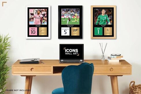 Icons Wall Art - Kylian Mbappe Real Madrid A4 Displated Photo Photo - Signature Digitally - Football/Soccer Fan Gift - Poster Real Madrid Memorabilia Poster in Saudi Arabia