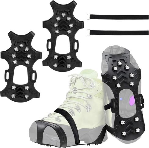 Ice Cleats for Shoes and Boots, Silicone Stainless Steel Snow Spikes for Shoes, Crampons Spikes for Ice Fishing Gear, Winter Climbing & Hiking Supplies in Saudi Arabia